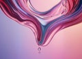 Abstract floating liquid form with pink sheen