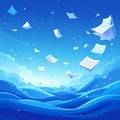 Abstract Floating Papers in a Blue Sky Royalty Free Stock Photo