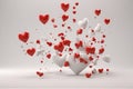 abstract floating red and white heart shape