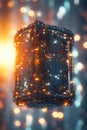 Abstract Floating Server Rack: Futuristic Technology Cube, Portrait Images Generative AI Royalty Free Stock Photo