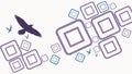 Abstract Floating Squares and Bird in Dynamic Movement Vector, vector design Generative AI Royalty Free Stock Photo