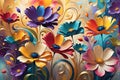 Abstract Floral Backdrop - Swirls of Vivid Colors Intertwine, Petals and Blooms Suggested in Fluid Opulence
