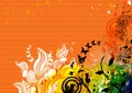 Natural motif design on orange background