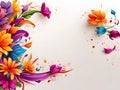 Abstract floral background with colorful flowers and paint splashes. Vector illustration. Royalty Free Stock Photo