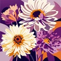 Abstract floral background with daisies. Vector hand drawn illustration. generative AI Royalty Free Stock Photo