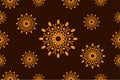 Abstract floral background design template. Seamless geometric flowers pattern. Brown orange stylish graphic design. Tileable Royalty Free Stock Photo