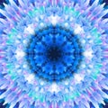 Abstract floral background. Fantasy snowflake pattern. Beautiful kaleidoscope texture. Decorative mandala ornament in blue tones Royalty Free Stock Photo