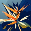 Abstract floral background. Strelitzia reginae. Vector illustration. AI Generated