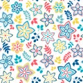 Abstract floral background, summer theme seamless pattern, vector wallpaper, summer texture, wrapping with flowers, spring and Royalty Free Stock Photo
