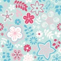 Abstract floral background, summer theme seamless pattern, vector wallpaper, summer texture, wrapping with flowers, spring and Royalty Free Stock Photo