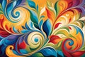 Abstract Floral Background - Swirls of Vibrant Colors Suggesting the Essence of Flowers with No Distinct Boundaries