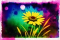 Abstract floral background with watercolor splashes. daisy flower on watercolor background. Generative AI