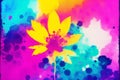 Abstract floral background with watercolor splashes. daisy flower on watercolor background. Generative AI