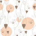 Abstract floral butterfly seamless pattern