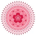 Abstract floral cherry blossom round mandala. Asia and japan sakura flower. Vector