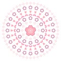 Abstract floral cherry blossom round mandala. Asia and japan sakura flower