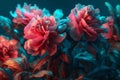 peony flora nature bloom bright colours flower design neon blossom. Generative AI.