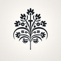 Ornate Floral Design: A Minimalistic Folk-inspired Icon In Black And White