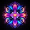 Vibrant Neon Abstract Flower Mystic Symbolism With Symmetrical Balance Royalty Free Stock Photo