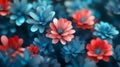 Abstract Floral Design With Red And Blue Flowers Royalty Free Stock Photo