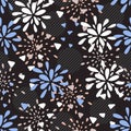 Abstract Floral Fireworks Bloom in the Night Vector Seamless Pattern Royalty Free Stock Photo