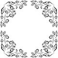 Abstract floral frame, black contour Royalty Free Stock Photo