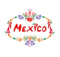 Abstract floral frame with mexico lettering