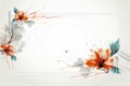 abstract floral frame with orange and white flowers on a gray background Royalty Free Stock Photo