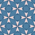 Abstract floral geometric ornament. Simple pink and blue vector seamless pattern Royalty Free Stock Photo