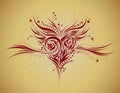 Abstract floral heart shape - grunge style