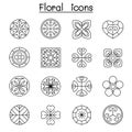 Abstract Floral icon set in thin line style