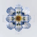 Abstract Blue Flower with Translucent Geometric Cross Pattern Royalty Free Stock Photo