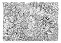 Abstract floral lineart for background and adult coloring book page. Vector illustration Royalty Free Stock Photo