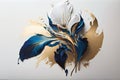 Abstract floral oil painting. Gold and blue iris flower on white background Royalty Free Stock Photo