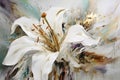 Abstract floral oil painting. Gold and white lily Royalty Free Stock Photo