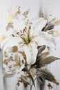 Abstract floral oil painting. Gold and white lily Royalty Free Stock Photo