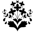 Abstract floral ornament, ethnic pattern, decorative element, print, tattoo, black and white