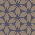 Abstract floral pattern. Beige and dark blue vector background. Geometric leaf ornament. Royalty Free Stock Photo