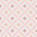 Abstract floral pattern on diamond shapes seamless vector pattern. Simple background in pastel colors for wallpaper