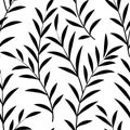 Abstract floral pattern Floral leaves silhouette black and white Royalty Free Stock Photo