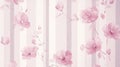 Seamless Pink Floral Pattern on Striped Background, Pastel Watercolor Flowers, Textile Design Royalty Free Stock Photo