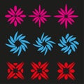 Abstract floral patterns. Twelve colorful elements. Stylized flower forms. Vector decorative illustration. Royalty Free Stock Photo
