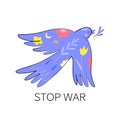 Abstract floral peace dove. Symbol. Stop war. Support, help Ukraine. Vector Royalty Free Stock Photo