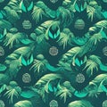 Abstract floral seamless backround with leaves of cannabis. Seamless pattern. Royalty Free Stock Photo