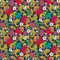 Abstract Floral seamless onate pattern in style Hohloma Royalty Free Stock Photo