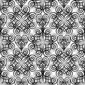 Abstract floral seamless pattern with black and white line ornament Swirl geometric doodle texture. Ornamental arabesque lace pat Royalty Free Stock Photo
