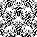 Abstract floral seamless pattern. Black and white vector ornamental background. Doodle Paisley flowers with stripes, lines, shapes Royalty Free Stock Photo
