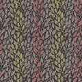 Abstract floral seamless pattern with colorful leaves and beautiful flowers in brown background Royalty Free Stock Photo