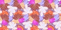 Abstract floral seamless pattern design. Hand drawn vector background with flowers and leaves Royalty Free Stock Photo