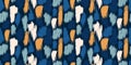 Abstract floral seamless pattern in orange and blue colors. Camouflage endless background. Grunge dirty spots, animal